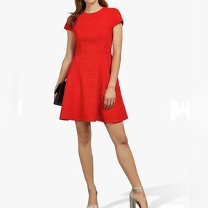 Ted Baker Red Textured Fit-and-Flare Dress